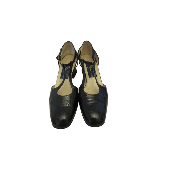 Joel Parker Handcrafted Italian Black Patent Leather Strappy Heels, Sz 6 1/2B - Picture 4 of 6